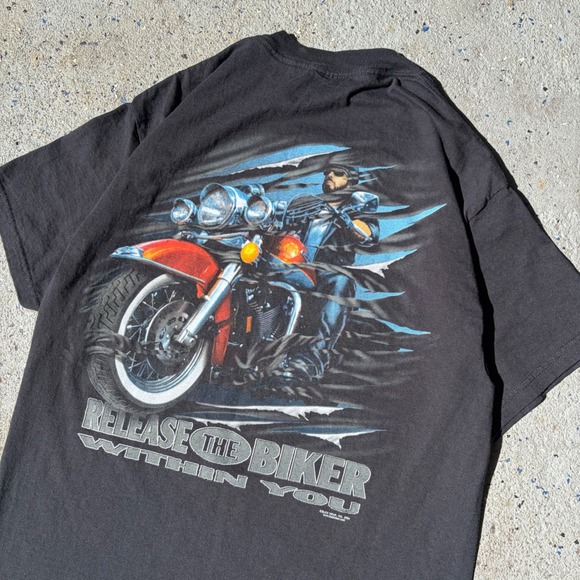 Buck Wear Other - Vintage 2004 Buck Wear Release The Biker Within You Graphic T-Shirt Black Mens M